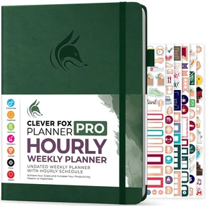 Planner PRO Hourly, Undated Weekly & Monthly, Forest Green 8.5x11" daily planner with time slots, Eco leather cover, Stickers, 120gsm paper, Work schedule organizer, Appointment book Planner PRO Hourly, Undated Weekly & Monthly, Forest Green 8.5x11" daily planner with time slots, Eco leather cover, Stickers, 120gsm paper, Work schedule organizer, Appointment book