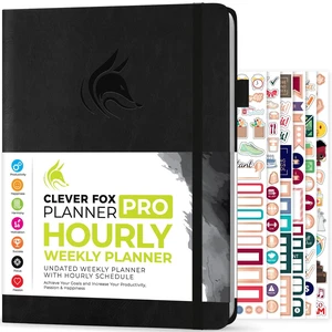 Planner PRO Hourly, Undated Weekly & Monthly, Black 8.5x11" daily planner with time slots, Eco leather cover, Stickers, 120gsm paper, Work schedule organizer, Appointment book Planner PRO Hourly, Undated Weekly & Monthly, Black 8.5x11" daily planner with time slots, Eco leather cover, Stickers, 120gsm paper, Work schedule organizer, Appointment book