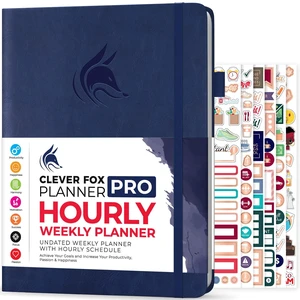 Planner PRO Hourly, Undated Weekly & Monthly, Dark Blue 8.5x11" daily planner with time slots, Eco leather cover, Stickers, 120gsm paper, Work schedule organizer, Appointment book Planner PRO Hourly, Undated Weekly & Monthly, Dark Blue 8.5x11" daily planner with time slots, Eco leather cover, Stickers, 120gsm paper, Work schedule organizer, Appointment book