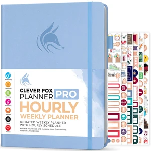 Planner PRO Hourly, Undated Weekly & Monthly, Periwinkle 8.5x11" daily planner with time slots, Eco leather cover, Stickers, 120gsm paper, Work schedule organizer, Appointment book Planner PRO Hourly, Undated Weekly & Monthly, Periwinkle 8.5x11" daily planner with time slots, Eco leather cover, Stickers, 120gsm paper, Work schedule organizer, Appointment book