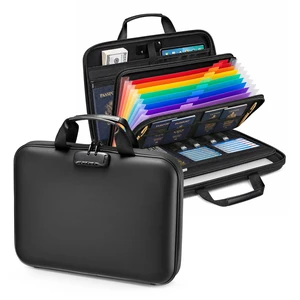 Fireproof Document Box with Lock, Hard case Fireproof File Organizer with 13 Pocket Accordion File Folders, Portable Safe Box Fireproof Document Box with Lock, Hard case Fireproof File Organizer with 13 Pocket Accordion File Folders, Portable Safe Box