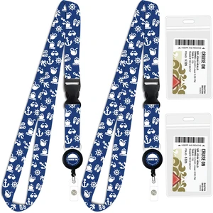 Lanyards for Ship Cards & ID Holder (2 Pack), White & Blue Waterproof Key Card Holder, Retractable Detachable Badge Clip, Fits All Ship Cards, Essentials for Travel & Vacation Lanyards for Ship Cards & ID Holder (2 Pack), White & Blue Waterproof Key Card Holder, Retractable Detachable Badge Clip, Fits All Ship Cards, Essentials for Travel & Vacation