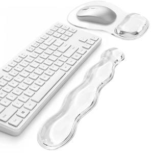Gel Keyboard and Mouse Wrist Rest Set for Computer, Clear Wavy Mouse Pad with Wrist Rest, Ergonomic Design, Waterproof, Non-Slip, Easy to Clean, Typing Comfort for Office and Gaming Gel Keyboard and Mouse Wrist Rest Set for Computer, Clear Wavy Mouse Pad with Wrist Rest, Ergonomic Design, Waterproof, Non-Slip, Easy to Clean, Typing Comfort for Office and Gaming