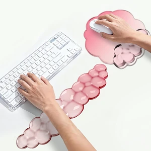 Gel Keyboard and Mouse Wrist Rest Set for Computer, Gradient Rose Red Cloud Mouse Pad with Wrist Rest, Ergonomic Design, Waterproof, Non-Slip, Easy to Clean, Typing Comfort for Office and Gaming Gel Keyboard and Mouse Wrist Rest Set for Computer, Gradient Rose Red Cloud Mouse Pad with Wrist Rest, Ergonomic Design, Waterproof, Non-Slip, Easy to Clean, Typing Comfort for Office and Gaming