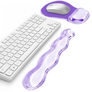 Gel Keyboard and Mouse Wrist Rest Set for Computer, Purple Wavy Mouse Pad with Wrist Rest, Ergonomic Design, Waterproof, Non-Slip, Easy to Clean, Typing Comfort for Office and Gaming Gel Keyboard and Mouse Wrist Rest Set for Computer, Purple Wavy Mouse Pad with Wrist Rest, Ergonomic Design, Waterproof, Non-Slip, Easy to Clean, Typing Comfort for Office and Gaming
