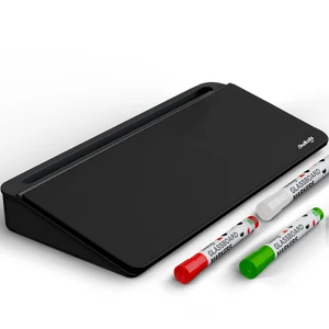 Black Glass Desktop Whiteboard with Storage - Desk Organizer Buddy Dry Erase Board, Work Desk Organizers, Computer Keyboard Stand, Home Office Accessories, Workspace Desktop Buddy + 3 Markers Black Glass Desktop Whiteboard with Storage - Desk Organizer Buddy Dry Erase Board, Work Desk Organizers, Computer Keyboard Stand, Home Office Accessories, Workspace Desktop Buddy + 3 Markers