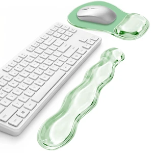 Gel Keyboard and Mouse Wrist Rest Set for Computer, Green Wavy Mouse Pad with Wrist Rest, Ergonomic Design, Waterproof, Non-Slip, Easy to Clean, Typing Comfort for Office and Gaming Gel Keyboard and Mouse Wrist Rest Set for Computer, Green Wavy Mouse Pad with Wrist Rest, Ergonomic Design, Waterproof, Non-Slip, Easy to Clean, Typing Comfort for Office and Gaming