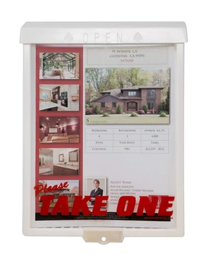 Outdoor Real Estate Brochure Box with Snap Shut Lid, Take One Document Holder Can Hold 100, 8.5 x 11 Documents, Flyers, Literature and Other Outdoor Marketing Needs Outdoor Real Estate Brochure Box with Snap Shut Lid, Take One Document Holder Can Hold 100, 8.5 x 11 Documents, Flyers, Literature and Other Outdoor Marketing Needs