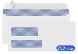 750 Pack #9 Double Window Self-Seal Envelopes, Security Tinted Size 3 7/8 X 8 7/8 Inch, For Quickbooks Invoices, Business Statements & Documents, 24 LB Paper 750 Pack #9 Double Window Self-Seal Envelopes, Security Tinted Size 3 7/8 X 8 7/8 Inch, For Quickbooks Invoices, Business Statements & Documents, 24 LB Paper