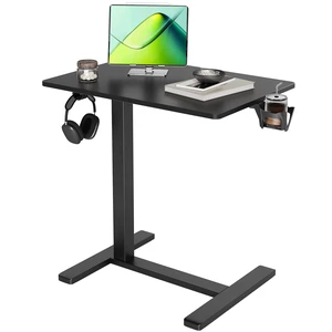 Mobile Rolling Desk Small Portable Laptop Cart Bedside, 26" Black Rolling Adjustable Desk, Lockable Wheels, Gas Spring Lift, Side Hook, Easy Assembly Mobile Rolling Desk Small Portable Laptop Cart Bedside, 26" Black Rolling Adjustable Desk, Lockable Wheels, Gas Spring Lift, Side Hook, Easy Assembly