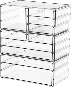 3Pack Clear Drawer Organizers Stackable,Acrylic Storage Drawers With 10 Drawers,Multipurpose Office Supply Organizer and Makeup Organizer for Beauty,Craft,Pen,Medical,Stationary Desk Organizers 3Pack Clear Drawer Organizers Stackable,Acrylic Storage Drawers With 10 Drawers,Multipurpose Office Supply Organizer and Makeup Organizer for Beauty,Craft,Pen,Medical,Stationary Desk Organizers
