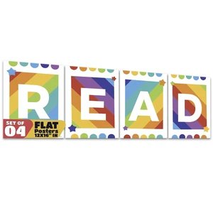 4 Pack 12"x16" Reading Posters, READ Charts Bulletin Board and Reading Classroom Decor for Pre School, Elementary and Middle School Reinforces Positive Reading Culture 4 Pack 12"x16" Reading Posters, READ Charts Bulletin Board and Reading Classroom Decor for Pre School, Elementary and Middle School Reinforces Positive Reading Culture