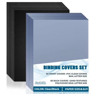 120PCS Binding Covers and Backs Set, 8.5 x11 Inch Clear Book Cover 60Pcs 8mil Clear PVC Binding Cover, 60Pcs 12mil Black Poly Cover, Letter Size, Un-Punched, Square Corners, for Home Office 120PCS Binding Covers and Backs Set, 8.5 x11 Inch Clear Book Cover 60Pcs 8mil Clear PVC Binding Cover, 60Pcs 12mil Black Poly Cover, Letter Size, Un-Punched, Square Corners, for Home Office