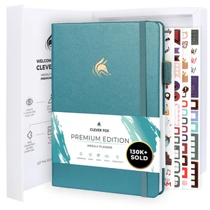 Planner Premium, Undated Weekly & Monthly Planner, Aquamarine Advanced planner with gift box & stickers, daily day organizer for women, men & entrepreneurs, A5 eco leather hard cover Planner Premium, Undated Weekly & Monthly Planner, Aquamarine Advanced planner with gift box & stickers, daily day organizer for women, men & entrepreneurs, A5 eco leather hard cover
