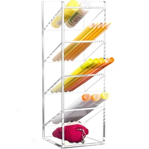 Acrylic Vertical Marker Organizer for 50 Markers, Desk Orgaizer 5 Compartments Clear Angled Pen & Pencil Holder, Large Stationery & Art Supply Storage for School (10.2 x3.3 x 4 Inch) Acrylic Vertical Marker Organizer for 50 Markers, Desk Orgaizer 5 Compartments Clear Angled Pen & Pencil Holder, Large Stationery & Art Supply Storage for School (10.2 x3.3 x 4 Inch)