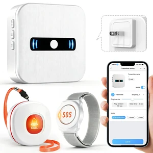 WiFi Caregiver Call Button Calls Phone, 1Button 1 Wrist 1 Receiver Emergency Button for Seniors with App Alert, 2.4GHz WiFi Only, Senior Alarm Home Care, Bedside Bathroom Use WiFi Caregiver Call Button Calls Phone, 1Button 1 Wrist 1 Receiver Emergency Button for Seniors with App Alert, 2.4GHz WiFi Only, Senior Alarm Home Care, Bedside Bathroom Use