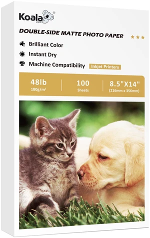 Double Sided Matte Photo Paper 8.5X14 Inch 48LB 100 Sheets Legal Size Presentation Paper Compatible with Inkjet Printer, 180gsm Double Sided Matte Photo Paper 8.5X14 Inch 48LB 100 Sheets Legal Size Presentation Paper Compatible with Inkjet Printer, 180gsm