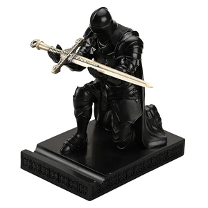 Medieval Armored Knight Pen Holder Figurine Paperweight Phone Stand Black Warrior Wearing Outerwear, Resin Bookends, Fancy Desk Organizers Pencil Stand with a Metal Letter Opener for Home and Office Medieval Armored Knight Pen Holder Figurine Paperweight Phone Stand Black Warrior Wearing Outerwear, Resin Bookends, Fancy Desk Organizers Pencil Stand with a Metal Letter Opener for Home and Office