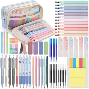 61PCS Aesthetic College School Supplies Set with Cute Pencil Case Pastel No Bleed Highlighters, Gel & Erasable Pens, Mechanical Pencils, Refills & Sticky Notes, Complete Stationery Kit 61PCS Aesthetic College School Supplies Set with Cute Pencil Case Pastel No Bleed Highlighters, Gel & Erasable Pens, Mechanical Pencils, Refills & Sticky Notes, Complete Stationery Kit