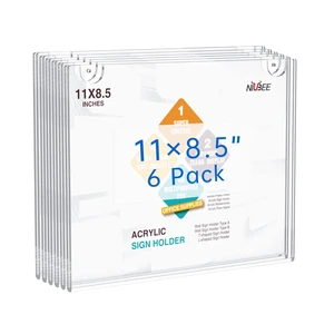 6-Packs Acrylic Wall Sign Holder 8.5x11 Horizontal, Clear Plastic Picture Frames, Wall Mounted Design, Support No Drilling (Provide 3M Tape and Mounting Screws) 6-Packs Acrylic Wall Sign Holder 8.5x11 Horizontal, Clear Plastic Picture Frames, Wall Mounted Design, Support No Drilling (Provide 3M Tape and Mounting Screws)