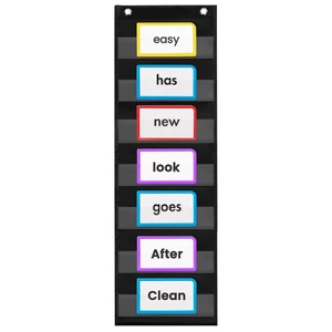 Sentence Strip Pocket Chart, 9" Wide x 33" Tall, Black Pocket Chart For Dry Erase Sentence Strips, Easy to Use & Hang, Reusable, For Classrooms, Home & Office Sentence Strip Pocket Chart, 9" Wide x 33" Tall, Black Pocket Chart For Dry Erase Sentence Strips, Easy to Use & Hang, Reusable, For Classrooms, Home & Office
