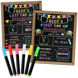 First and Last Day of School Sign, Back to School Board with 6 Markers Double-Sided, 10.5 x 14 Inch, Reusable Wooden Chalkboard, Preschool/Kindergarten/First Grade Photo Props for Kids First and Last Day of School Sign, Back to School Board with 6 Markers Double-Sided, 10.5 x 14 Inch, Reusable Wooden Chalkboard, Preschool/Kindergarten/First Grade Photo Props for Kids