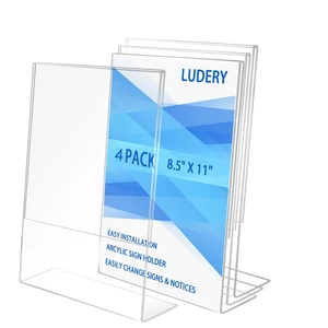 8.5x11 Inches Acrylic Sign Slant Back Holder, Plastic Display Stand,Brochure Holder, Table Top Sign Holder For Office, Home, Store, Restaurant (4pack) 8.5x11 Inches Acrylic Sign Slant Back Holder, Plastic Display Stand,Brochure Holder, Table Top Sign Holder For Office, Home, Store, Restaurant (4pack)