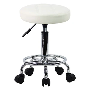 Round Rolling Stool Chair PU Leather Height Adjustable Swivel Drafting Work SPA Shop Medical Salon Stools with Wheels Office Chair Small (White) Round Rolling Stool Chair PU Leather Height Adjustable Swivel Drafting Work SPA Shop Medical Salon Stools with Wheels Office Chair Small (White)