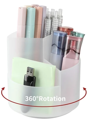 Desk Pencil Pen Holder, 3 Slots 360-Degree Spinning Organizers, Desktop Storage Stationery Supplies, Cute Cup Pot for Office, School, Art Supply, Kids - Clear Desk Pencil Pen Holder, 3 Slots 360-Degree Spinning Organizers, Desktop Storage Stationery Supplies, Cute Cup Pot for Office, School, Art Supply, Kids - Clear