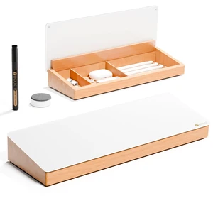 Glass Desktop Whiteboard with Wood Organizer for Small Office Accessories, Aesthetic Desk Dry Erase White Board with Drawer for Home Office Cubicle, Marker & Eraser Included Glass Desktop Whiteboard with Wood Organizer for Small Office Accessories, Aesthetic Desk Dry Erase White Board with Drawer for Home Office Cubicle, Marker & Eraser Included