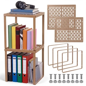 2 Pcs Metal Locker Organizer Shelf Stackable 2-Tier, Brown Fits Standard School Office Gym Lockers, Sturdy Build, Open Grid Design for Visibility, 11x10x12 Inch Size, Hardware Included 2 Pcs Metal Locker Organizer Shelf Stackable 2-Tier, Brown Fits Standard School Office Gym Lockers, Sturdy Build, Open Grid Design for Visibility, 11x10x12 Inch Size, Hardware Included