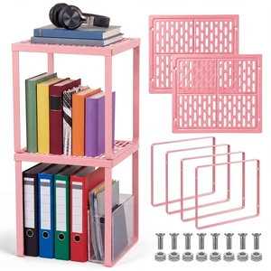 2 Pcs Metal Locker Organizer Shelf Stackable 2-Tier, Pink Fits Standard School Office Gym Lockers, Sturdy Build, Open Grid Design for Visibility, 11x10x12 Inch Size, Hardware Included 2 Pcs Metal Locker Organizer Shelf Stackable 2-Tier, Pink Fits Standard School Office Gym Lockers, Sturdy Build, Open Grid Design for Visibility, 11x10x12 Inch Size, Hardware Included