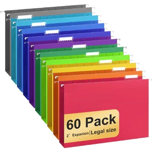 Hanging File Folders Legal Size, 60 Pack File Folders with 1/5 Cut Adjustable tabs, 2" Expansion, Reinforced Hanging Folders Legal Size, Designed for Legal and Law Office File Organization Hanging File Folders Legal Size, 60 Pack File Folders with 1/5 Cut Adjustable tabs, 2" Expansion, Reinforced Hanging Folders Legal Size, Designed for Legal and Law Office File Organization