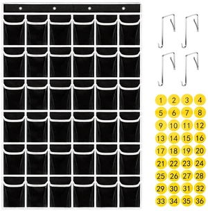 36 Clear Pockets Classroom Pocket Chart for Cell Phones,Pocket Chart Organizer for Calculator Holder with 36 Number Sticker Classroom Hanging Cell Phones Organizer (Black) 36 Clear Pockets Classroom Pocket Chart for Cell Phones,Pocket Chart Organizer for Calculator Holder with 36 Number Sticker Classroom Hanging Cell Phones Organizer (Black)