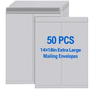 50 Pcs 14'' x 18'' Large Mailing Envelopes 32lb with Gummed Flaps Gray Heavyweight Kraft Paper, Catalog Jumbo Size for Documents, Office Storage and Organizing Supplies, Self-seal Flap 50 Pcs 14'' x 18'' Large Mailing Envelopes 32lb with Gummed Flaps Gray Heavyweight Kraft Paper, Catalog Jumbo Size for Documents, Office Storage and Organizing Supplies, Self-seal Flap