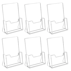 Brochure Holder 8.5 x 5.5 inches, Acrylic Flyer Holder with 6 Pack Plastic Stands for Displaying Magazines, Pamphlets, Literature, Brochures, Booklets, Menu Brochure Holder 8.5 x 5.5 inches, Acrylic Flyer Holder with 6 Pack Plastic Stands for Displaying Magazines, Pamphlets, Literature, Brochures, Booklets, Menu