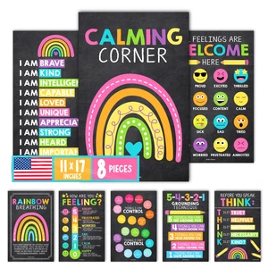 8 Calming Corner Classroom Must Haves, Coping & Feelings Poster for Kids Calm Corner Posters with Emotions Chart, School Counselor Mental Health Posters, Feelings Wheel Calming Classroom Decor 8 Calming Corner Classroom Must Haves, Coping & Feelings Poster for Kids Calm Corner Posters with Emotions Chart, School Counselor Mental Health Posters, Feelings Wheel Calming Classroom Decor