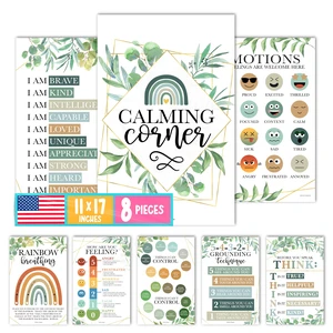 8 Calming Corner Classroom Must Haves, Coping & Feelings Poster for Kids Calm Corner Posters with Emotions Chart, School Counselor Mental Health Posters, Feelings Wheel Calming Classroom Decor 8 Calming Corner Classroom Must Haves, Coping & Feelings Poster for Kids Calm Corner Posters with Emotions Chart, School Counselor Mental Health Posters, Feelings Wheel Calming Classroom Decor