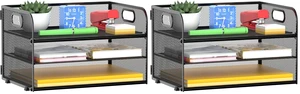 3 Tier Paper Organizer Tray with Handle, Mesh Letter Tray for Office, Home, School (2 Pack), Black 3 Tier Paper Organizer Tray with Handle, Mesh Letter Tray for Office, Home, School (2 Pack), Black