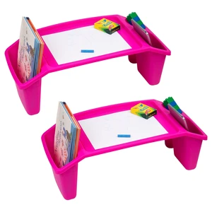 Kids Lap Desk, Portable Activity Tray with Side Storage, Stackable Plastic Desk for Drawing, Snacks, Study, Set of 2, Pink Kids Lap Desk, Portable Activity Tray with Side Storage, Stackable Plastic Desk for Drawing, Snacks, Study, Set of 2, Pink