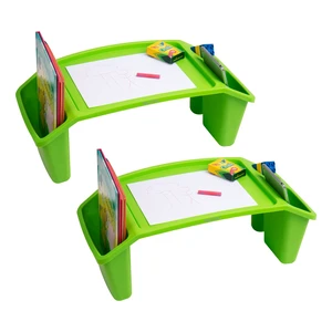 Kids Lap Desk, Portable Activity Tray with Side Storage, Stackable Plastic Desk for Drawing, Snacks, Study, Set of 2, Green Kids Lap Desk, Portable Activity Tray with Side Storage, Stackable Plastic Desk for Drawing, Snacks, Study, Set of 2, Green