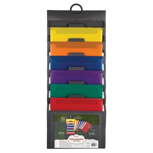 Cascading Wall File Organizer, Classrom Organization and Storage, 6 Removable Poly Hanging File Folders, Command Center Wall Organizer, Gray with Assorted Color Folders Cascading Wall File Organizer, Classrom Organization and Storage, 6 Removable Poly Hanging File Folders, Command Center Wall Organizer, Gray with Assorted Color Folders