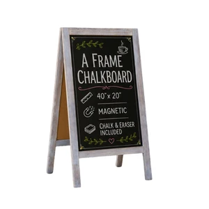 A Frame Chalk Board Easel Sign 40x20 in - Sandwich Signs Outdoor Solid Wood A Frame Chalkboard Sign, Magnetic Double-Sided Blackboard Easel, Includes Chalk & Eraser A Frame Chalk Board Easel Sign 40x20 in - Sandwich Signs Outdoor Solid Wood A Frame Chalkboard Sign, Magnetic Double-Sided Blackboard Easel, Includes Chalk & Eraser