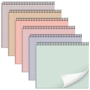 6 Pack Landscape Legal Pads, 11 x 9.5 Inch, College Ruled Cute Color, 40 Sheets, 80GSM Lined Notepads,Punched Top Spiral Bound Notebooks for School,Office,Home 6 Pack Landscape Legal Pads, 11 x 9.5 Inch, College Ruled Cute Color, 40 Sheets, 80GSM Lined Notepads,Punched Top Spiral Bound Notebooks for School,Office,Home