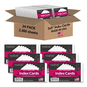 Index Cards Bulk, 2400 Flash Cards (24 Packs of 100), Wide Ruled Notecard, Blank Back Note Cards, Lined Flashcards for Studying School Home and Office, Made in USA (3x5) Index Cards Bulk, 2400 Flash Cards (24 Packs of 100), Wide Ruled Notecard, Blank Back Note Cards, Lined Flashcards for Studying School Home and Office, Made in USA (3x5)