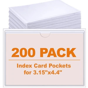200 Pack 4.4 x 3.15 Inch Self Adhesive Label Pockets Bin Labels Bulk Plastic Holders Labels for Storage Bins, Waterproof Clear Index Card Sleeves, Classroom Nameplate Tote Photos Protect 200 Pack 4.4 x 3.15 Inch Self Adhesive Label Pockets Bin Labels Bulk Plastic Holders Labels for Storage Bins, Waterproof Clear Index Card Sleeves, Classroom Nameplate Tote Photos Protect