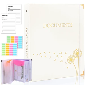 Important Document Organizer 3 Ring Linen Binders Folio File Folders Beige Expanding Storage Holder with Gold-foiled Hardcover, 9 Pockets & Labels for A4, Letter Size Papers, Home & Office Important Document Organizer 3 Ring Linen Binders Folio File Folders Beige Expanding Storage Holder with Gold-foiled Hardcover, 9 Pockets & Labels for A4, Letter Size Papers, Home & Office