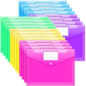20 Pack Folders Plastic Envelopes, Clear Plastic File Folder for Document, Letter A4 Size Poly File Envelopes with Label Pocket, Snap Button for Home Work Office Organizer, 5 Colors 20 Pack Folders Plastic Envelopes, Clear Plastic File Folder for Document, Letter A4 Size Poly File Envelopes with Label Pocket, Snap Button for Home Work Office Organizer, 5 Colors
