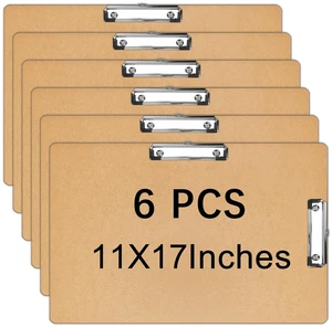 6 PCS Extra Large 11x17 Clipboard, Wood Cleats with Low Profile Clips for Drawing, Sketching, and Art Boards, Horizontal Wood Lapping, Landscape Layout (3Mm Thickness) 6 PCS Extra Large 11x17 Clipboard, Wood Cleats with Low Profile Clips for Drawing, Sketching, and Art Boards, Horizontal Wood Lapping, Landscape Layout (3Mm Thickness)