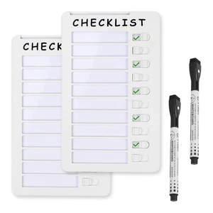 2-Pack Magnetic Dry Erase Checklist Board, Whiteboard Task Planner Reusable, with Sliding Checkmarks, Includes Mounting Tape 2-Pack Magnetic Dry Erase Checklist Board, Whiteboard Task Planner Reusable, with Sliding Checkmarks, Includes Mounting Tape